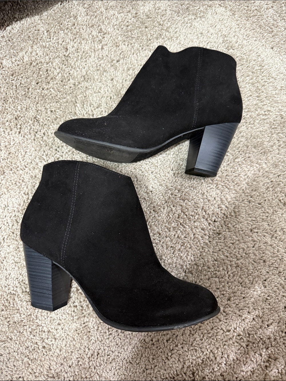 Old Navy Black Suede Block Heel Ankle Booties